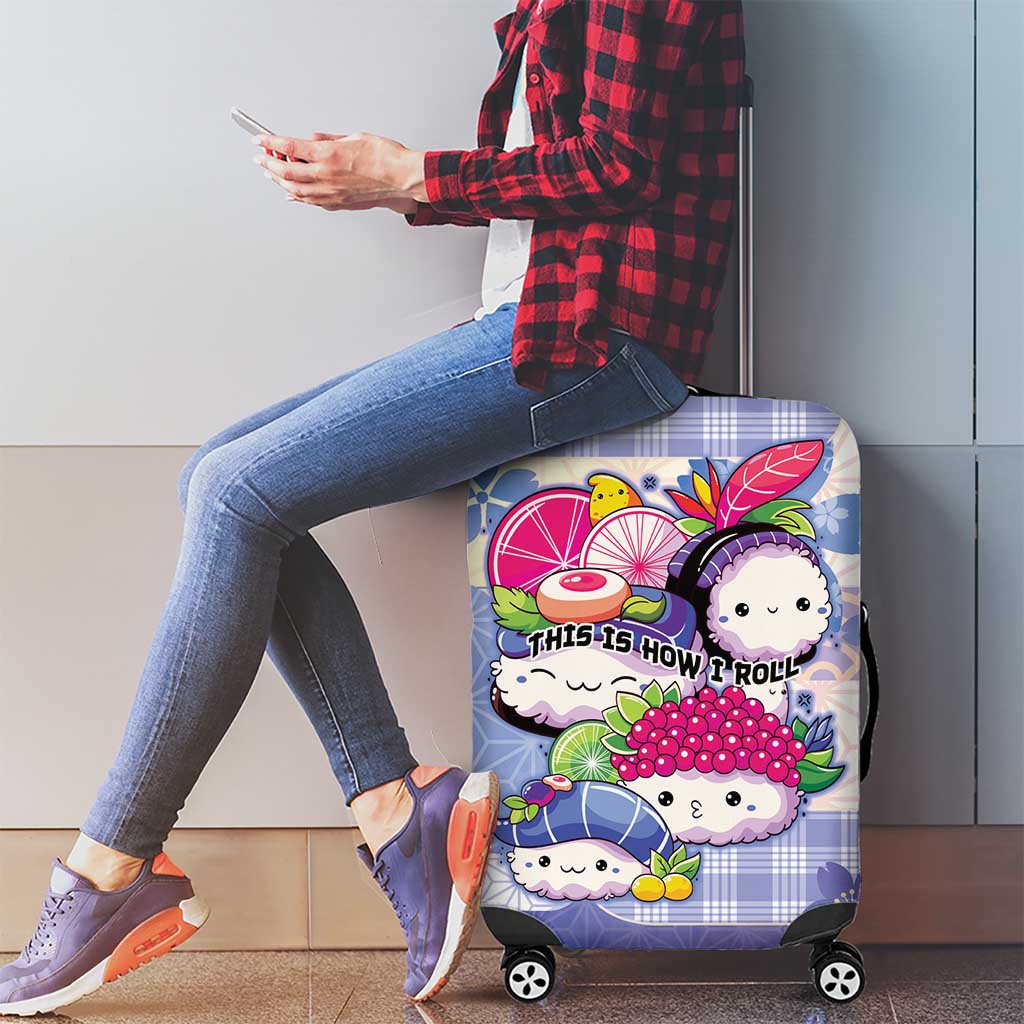 Japanese Kawaii Sushi Luggage Cover Blue Wagara Palaka This Is How I Roll - Wonder Print Shop