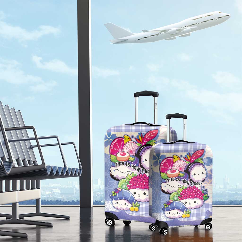 Japanese Kawaii Sushi Luggage Cover Blue Wagara Palaka This Is How I Roll - Wonder Print Shop