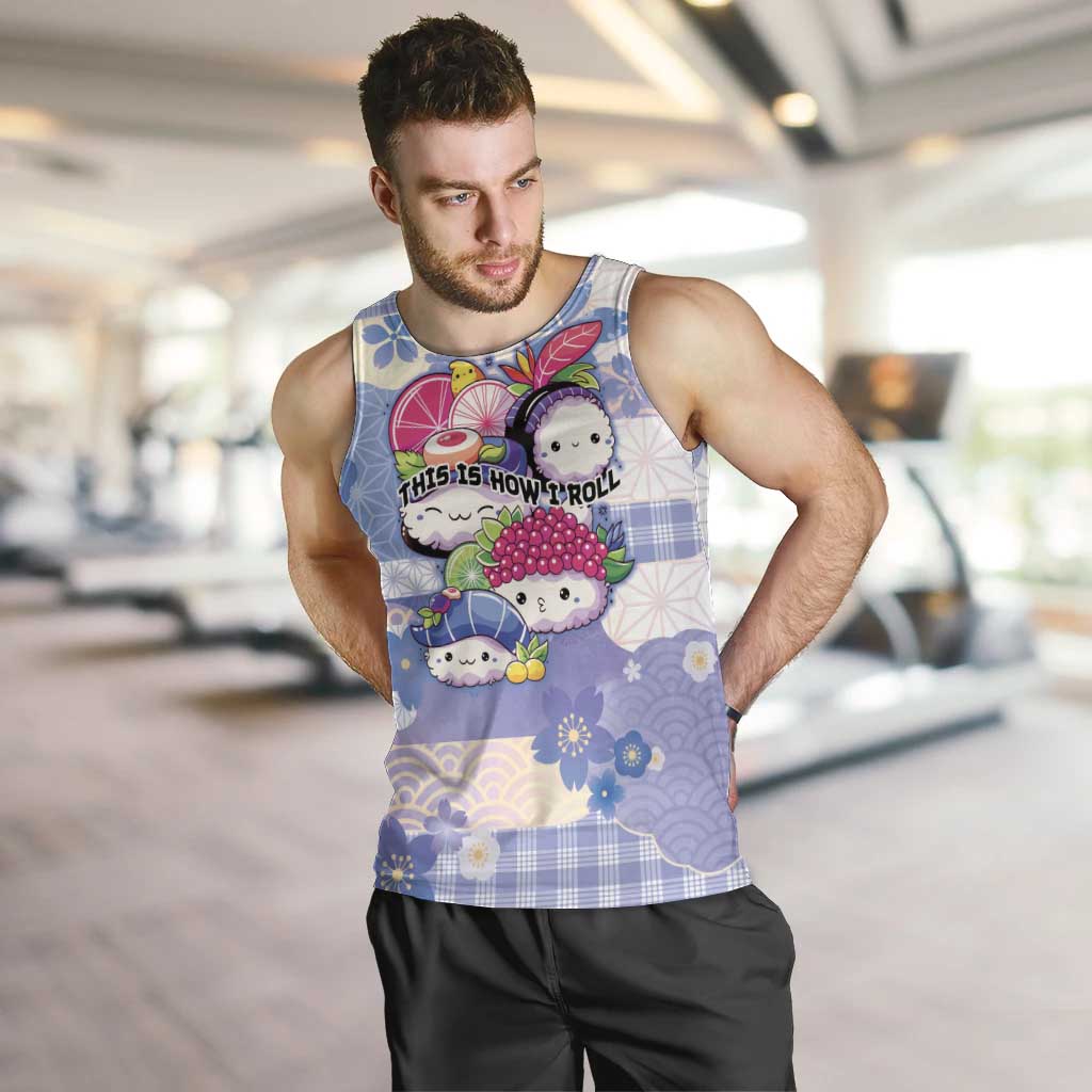 Personalized Japanese Kawaii Sushi Men Tank Top Blue Wagara Palaka This Is How I Roll - Wonder Print Shop