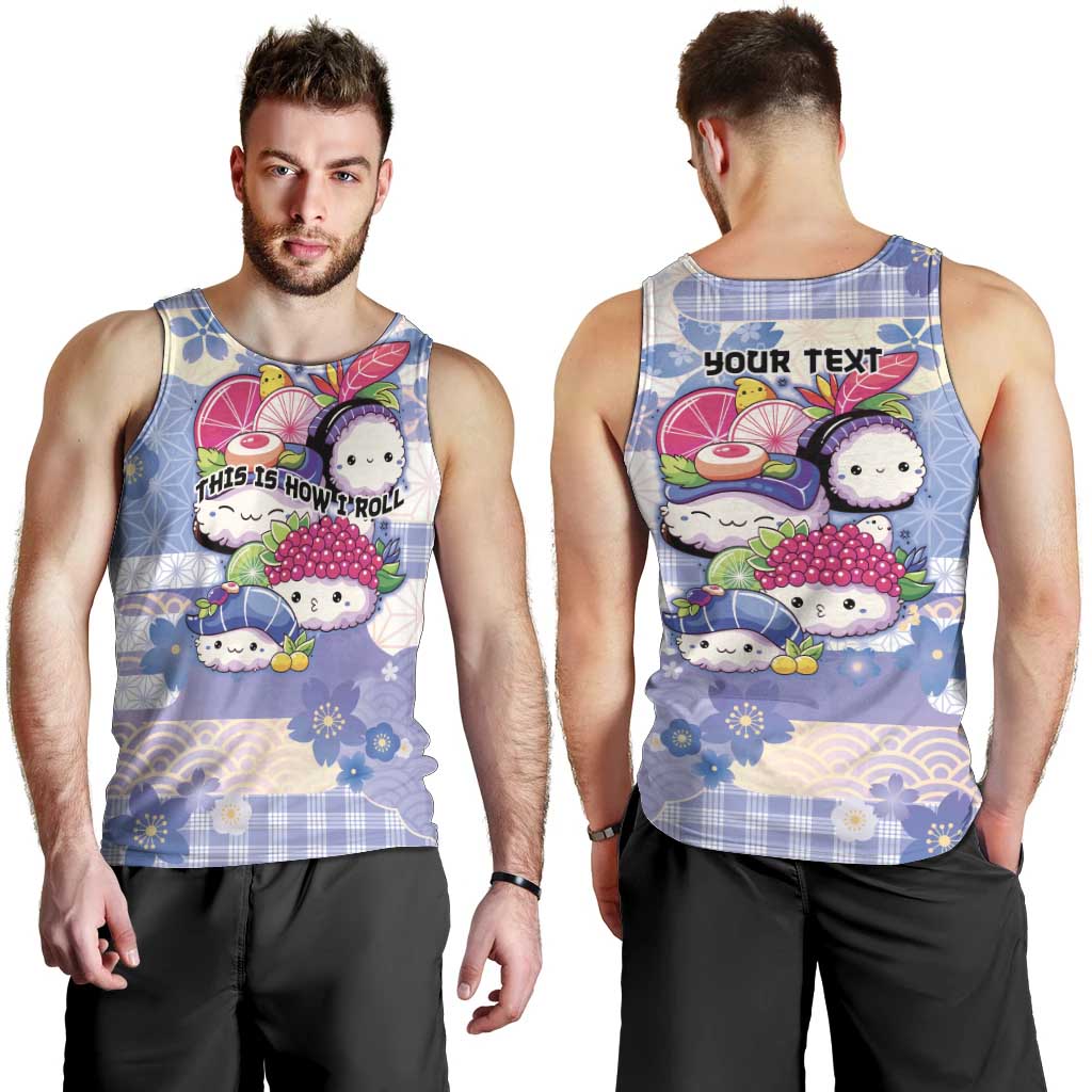Personalized Japanese Kawaii Sushi Men Tank Top Blue Wagara Palaka This Is How I Roll - Wonder Print Shop