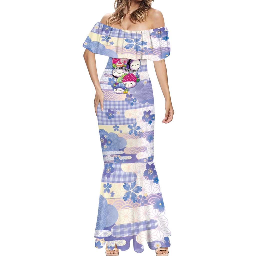 Personalized Japanese Kawaii Sushi Mermaid Dress Blue Wagara Palaka This Is How I Roll - Wonder Print Shop