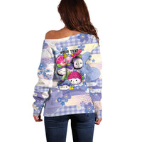Personalized Japanese Kawaii Sushi Off Shoulder Sweater Blue Wagara Palaka This Is How I Roll - Wonder Print Shop
