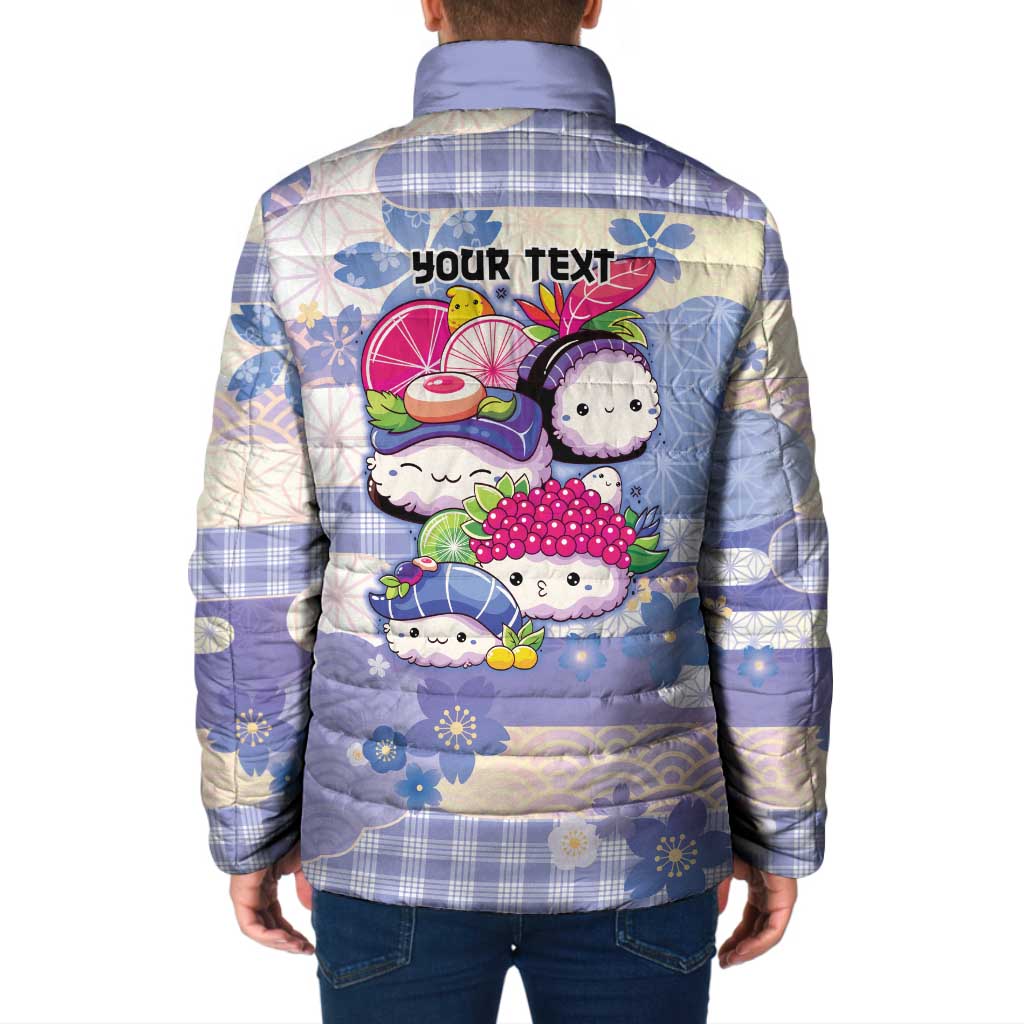Personalized Japanese Kawaii Sushi Padded Jacket Blue Wagara Palaka This Is How I Roll - Wonder Print Shop