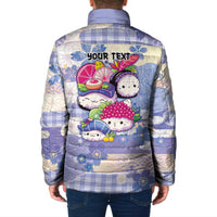 Personalized Japanese Kawaii Sushi Padded Jacket Blue Wagara Palaka This Is How I Roll - Wonder Print Shop