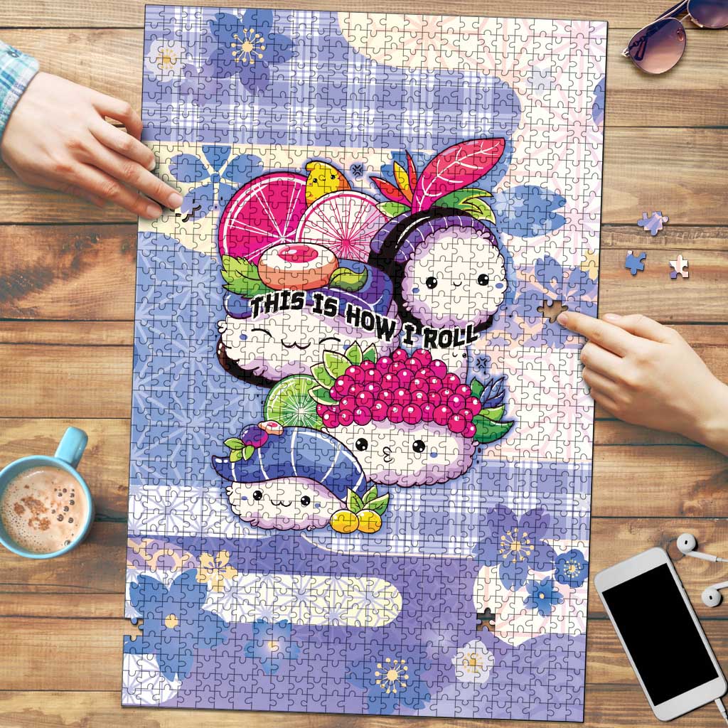 Japanese Kawaii Sushi Puzzle Blue Wagara Palaka This Is How I Roll - Wonder Print Shop