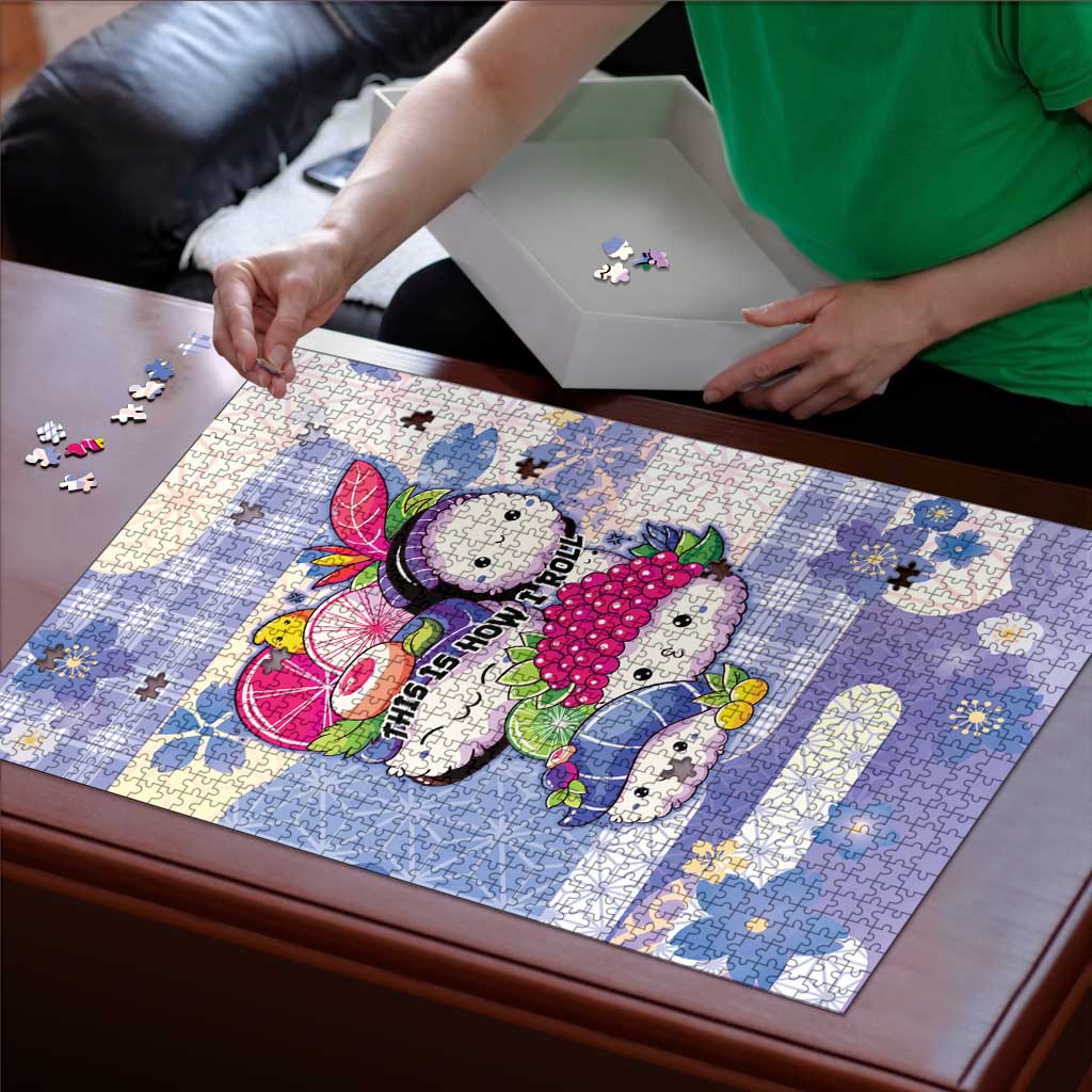 Japanese Kawaii Sushi Puzzle Blue Wagara Palaka This Is How I Roll - Wonder Print Shop