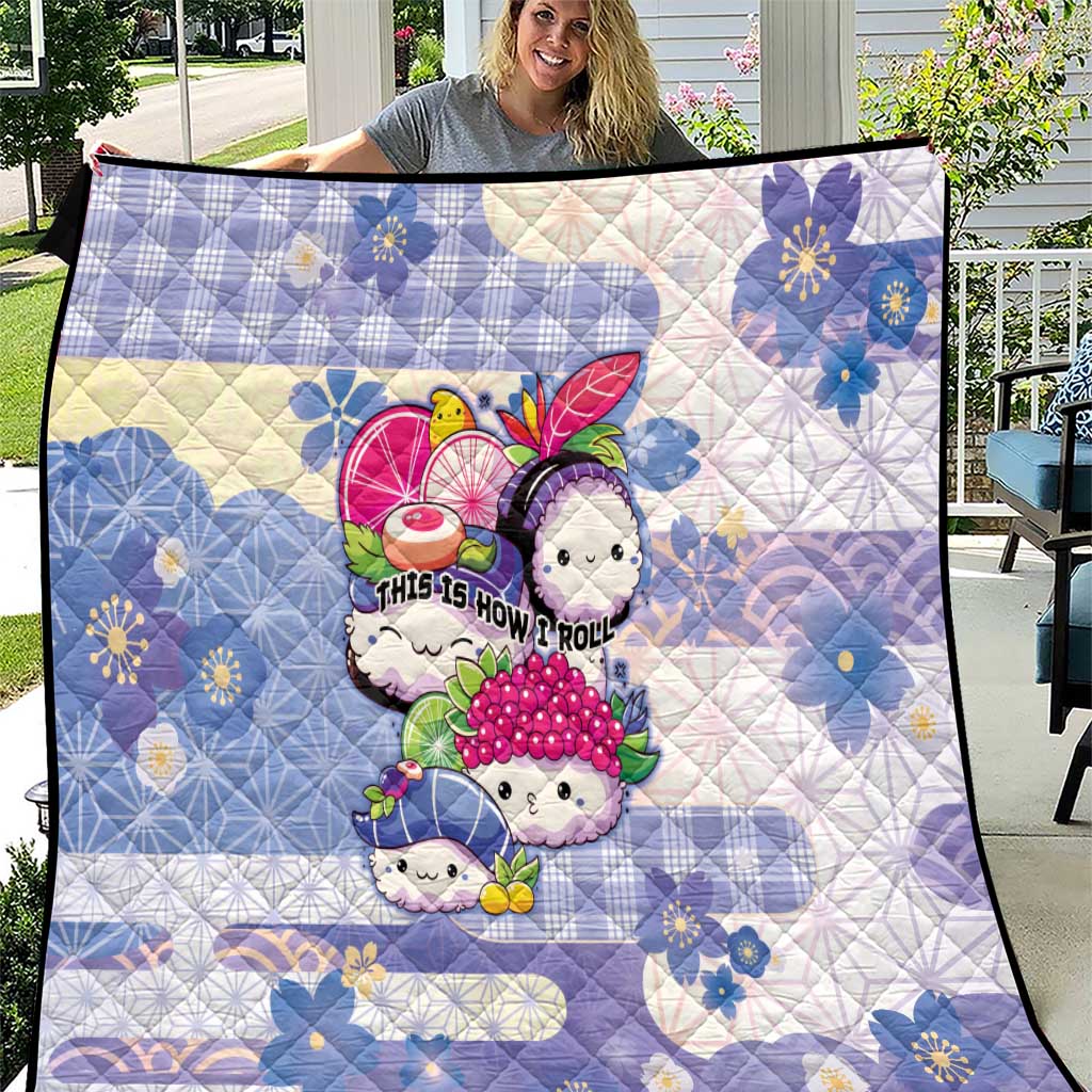 Japanese Kawaii Sushi Quilt Blue Wagara Palaka This Is How I Roll - Wonder Print Shop