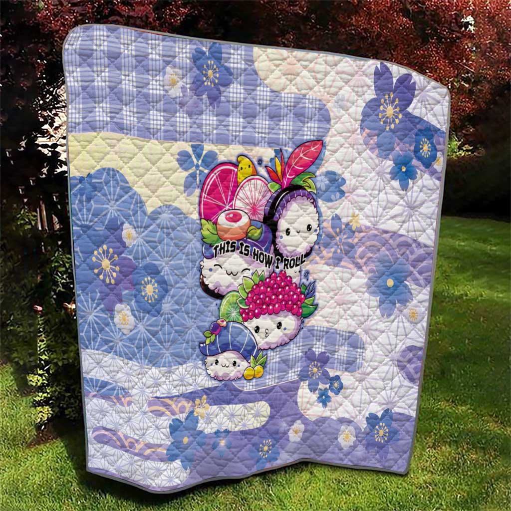 Japanese Kawaii Sushi Quilt Blue Wagara Palaka This Is How I Roll - Wonder Print Shop