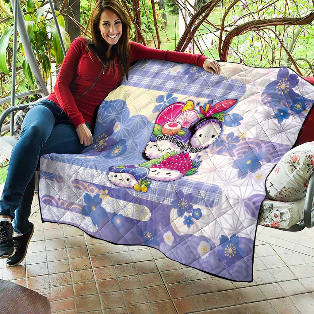 Japanese Kawaii Sushi Quilt Blue Wagara Palaka This Is How I Roll - Wonder Print Shop