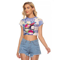 Personalized Japanese Kawaii Sushi Raglan Cropped T Shirt Blue Wagara Palaka This Is How I Roll - Wonder Print Shop