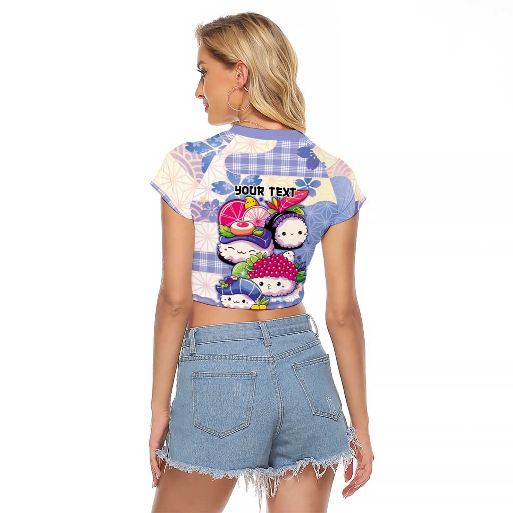 Personalized Japanese Kawaii Sushi Raglan Cropped T Shirt Blue Wagara Palaka This Is How I Roll - Wonder Print Shop