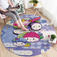 Japanese Kawaii Sushi Round Carpet Blue Wagara Palaka This Is How I Roll - Wonder Print Shop
