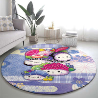 Japanese Kawaii Sushi Round Carpet Blue Wagara Palaka This Is How I Roll - Wonder Print Shop