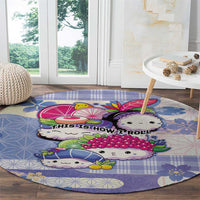 Japanese Kawaii Sushi Round Carpet Blue Wagara Palaka This Is How I Roll - Wonder Print Shop