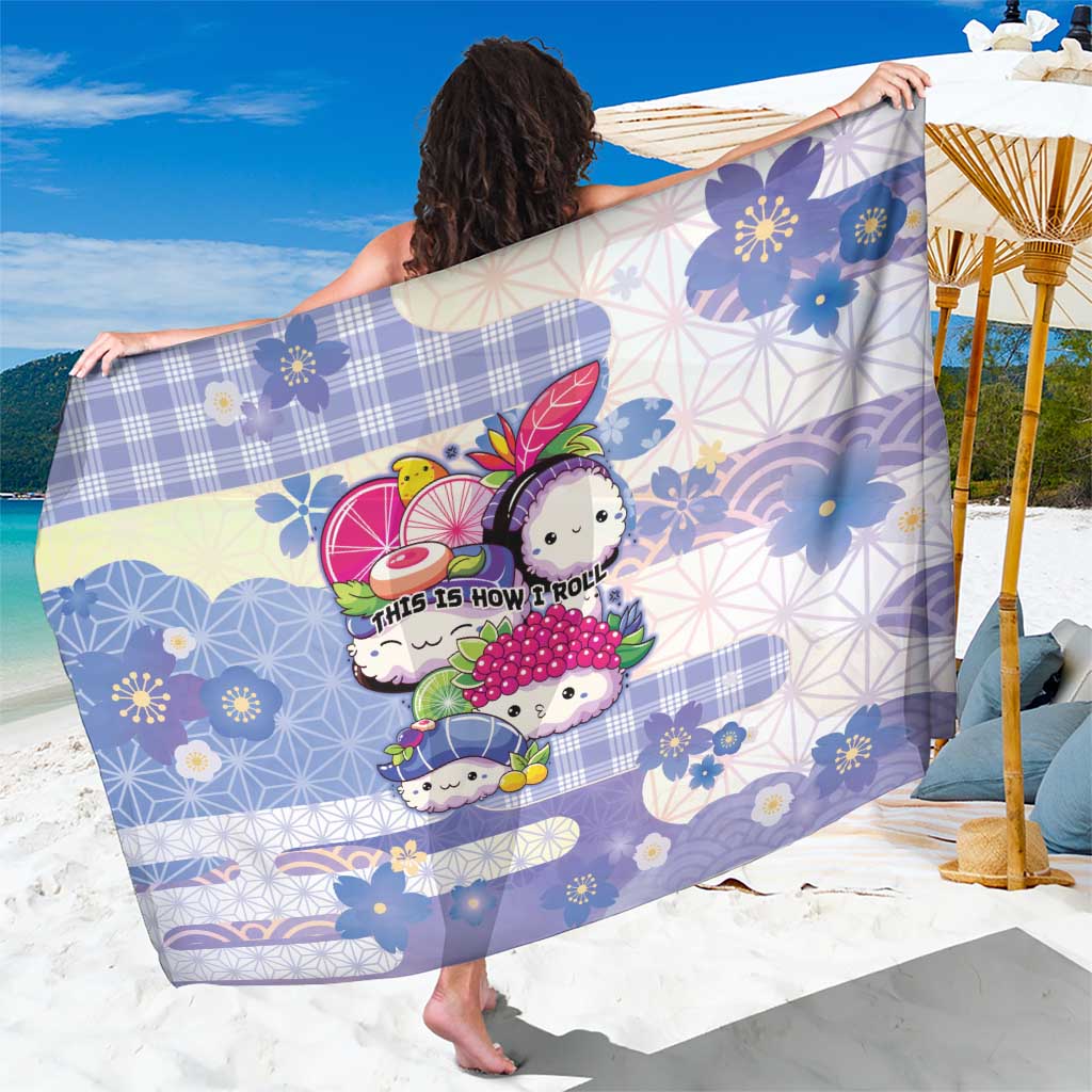 Japanese Kawaii Sushi Sarong Blue Wagara Palaka This Is How I Roll - Wonder Print Shop
