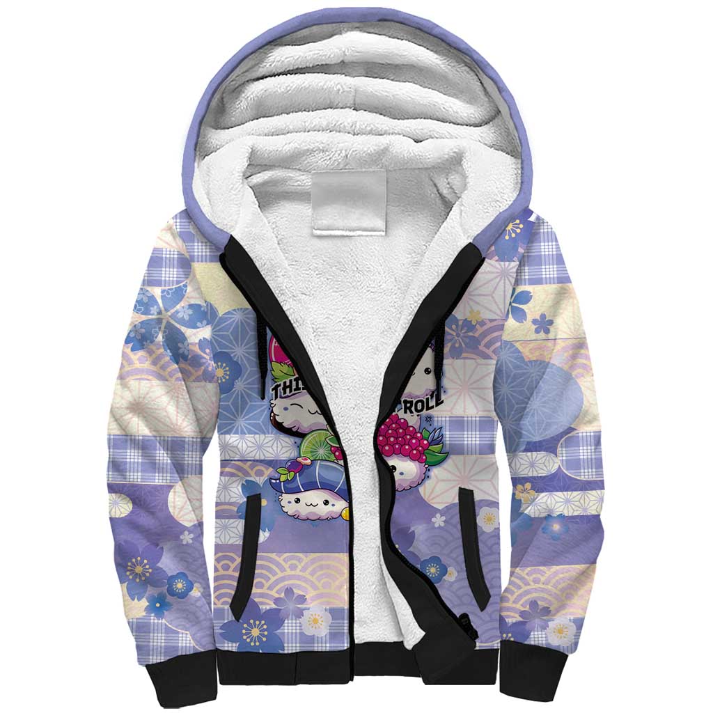 Personalized Japanese Kawaii Sushi Sherpa Hoodie Blue Wagara Palaka This Is How I Roll - Wonder Print Shop