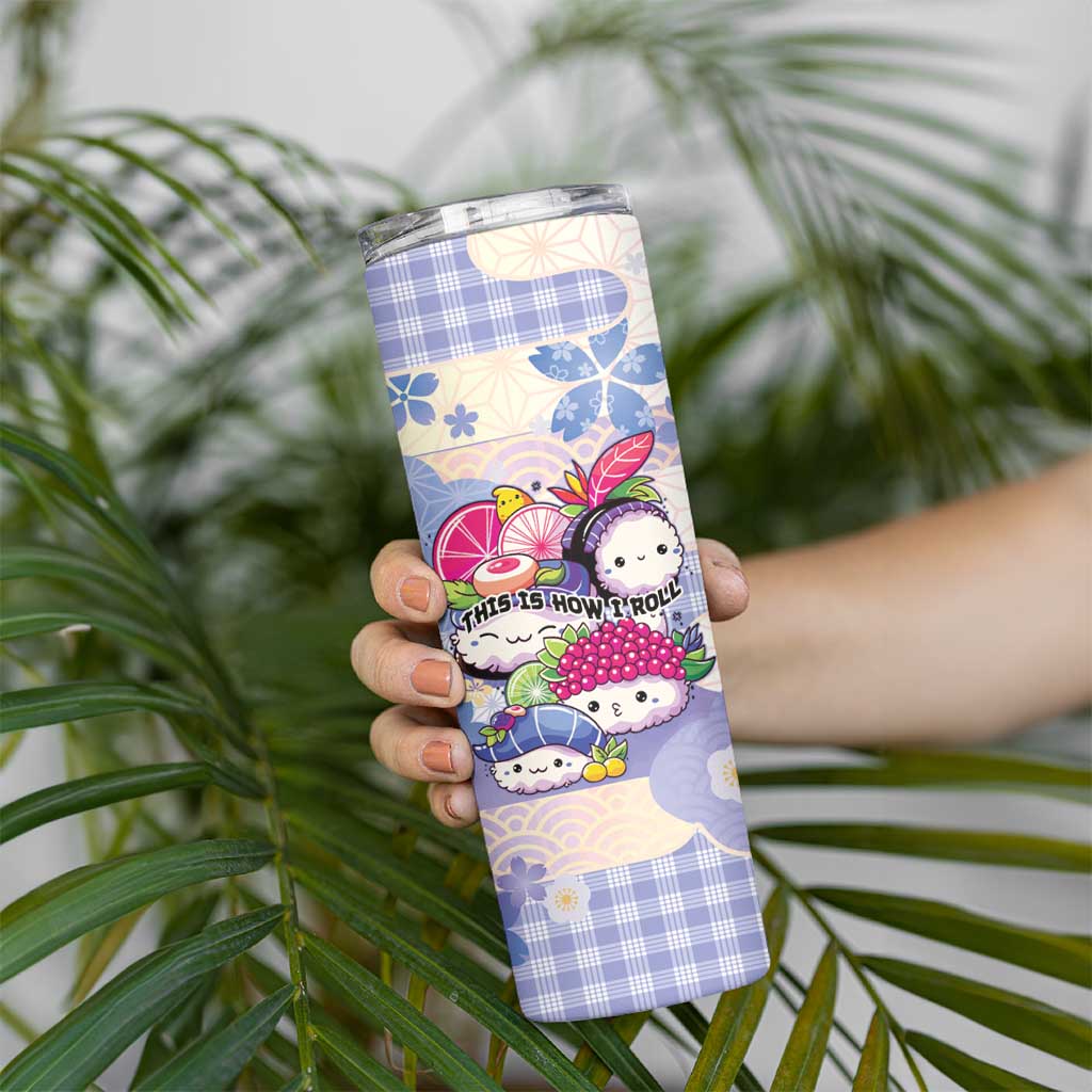 Personalized Japanese Kawaii Sushi Skinny Tumbler Blue Wagara Palaka This Is How I Roll - Wonder Print Shop