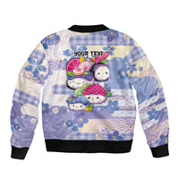 Personalized Japanese Kawaii Sushi Sleeve Zip Bomber Jacket Blue Wagara Palaka This Is How I Roll - Wonder Print Shop