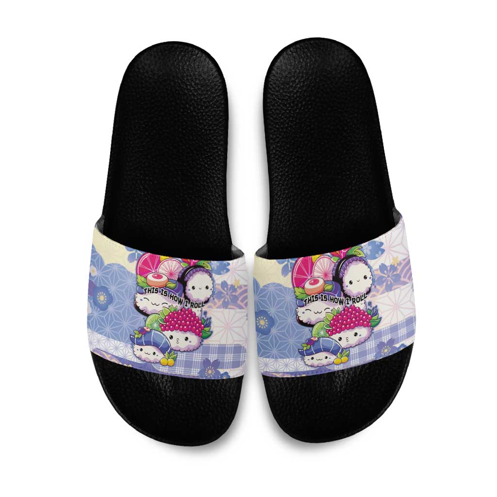 Japanese Kawaii Sushi Slide Sandals Blue Wagara Palaka This Is How I Roll - Wonder Print Shop
