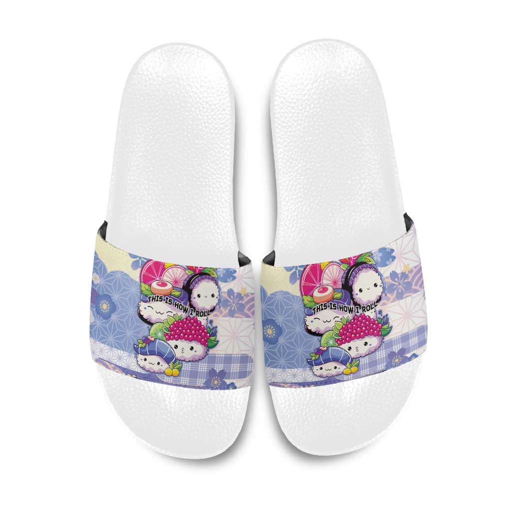 Japanese Kawaii Sushi Slide Sandals Blue Wagara Palaka This Is How I Roll - Wonder Print Shop
