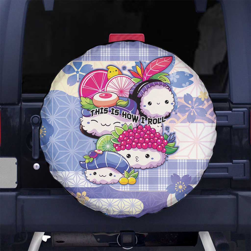 Japanese Kawaii Sushi Spare Tire Cover Blue Wagara Palaka This Is How I Roll - Wonder Print Shop