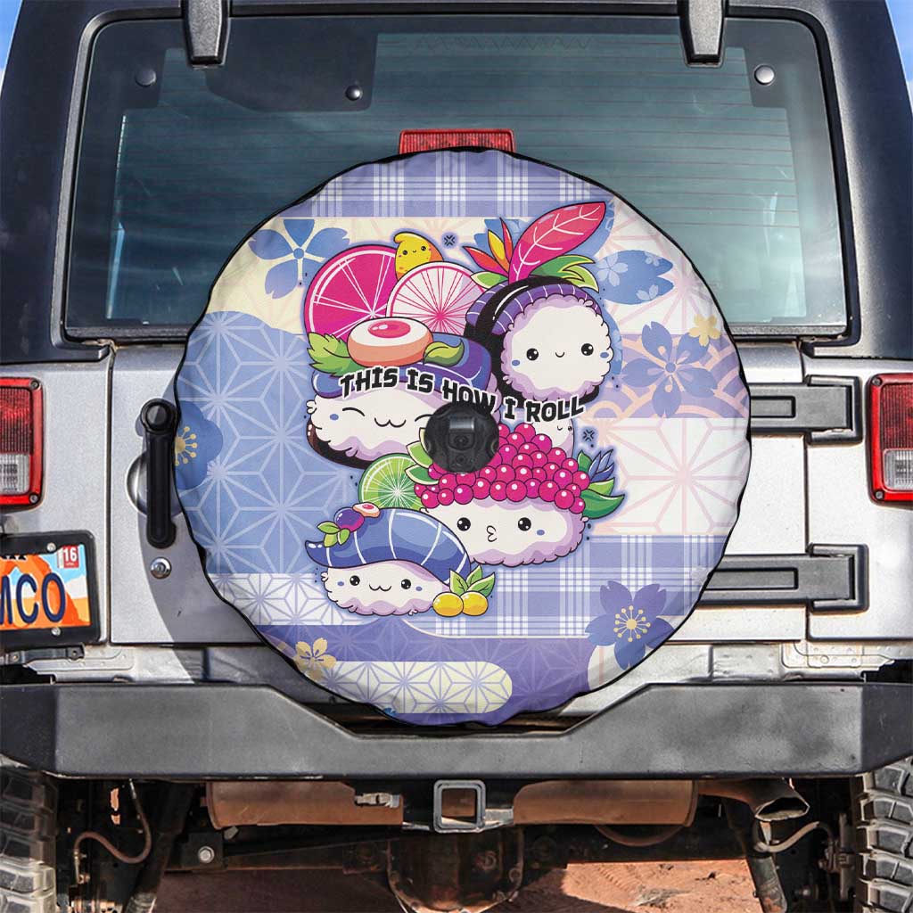 Japanese Kawaii Sushi Spare Tire Cover Blue Wagara Palaka This Is How I Roll - Wonder Print Shop