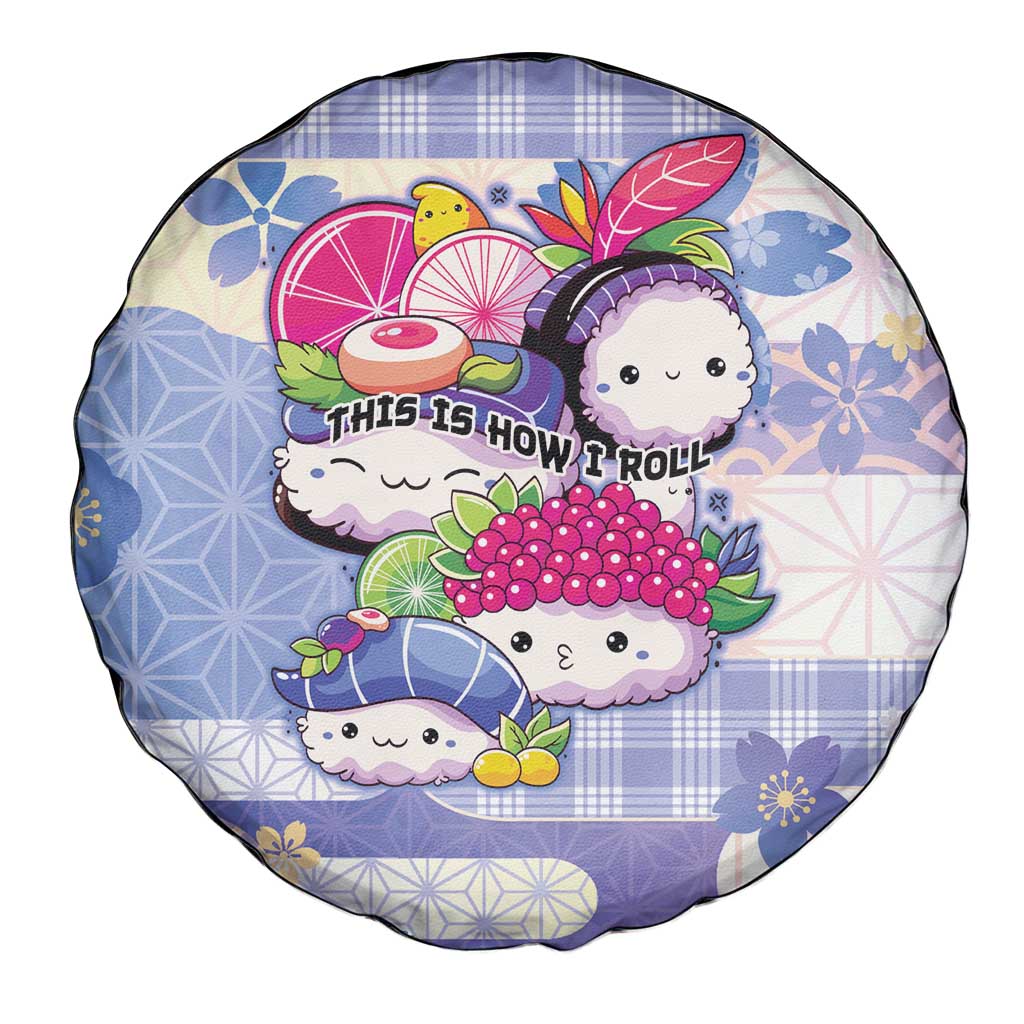 Japanese Kawaii Sushi Spare Tire Cover Blue Wagara Palaka This Is How I Roll - Wonder Print Shop