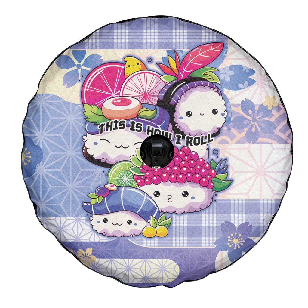 Japanese Kawaii Sushi Spare Tire Cover Blue Wagara Palaka This Is How I Roll - Wonder Print Shop