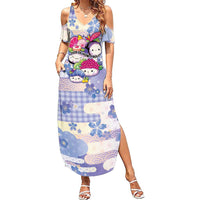Personalized Japanese Kawaii Sushi Summer Maxi Dress Blue Wagara Palaka This Is How I Roll - Wonder Print Shop