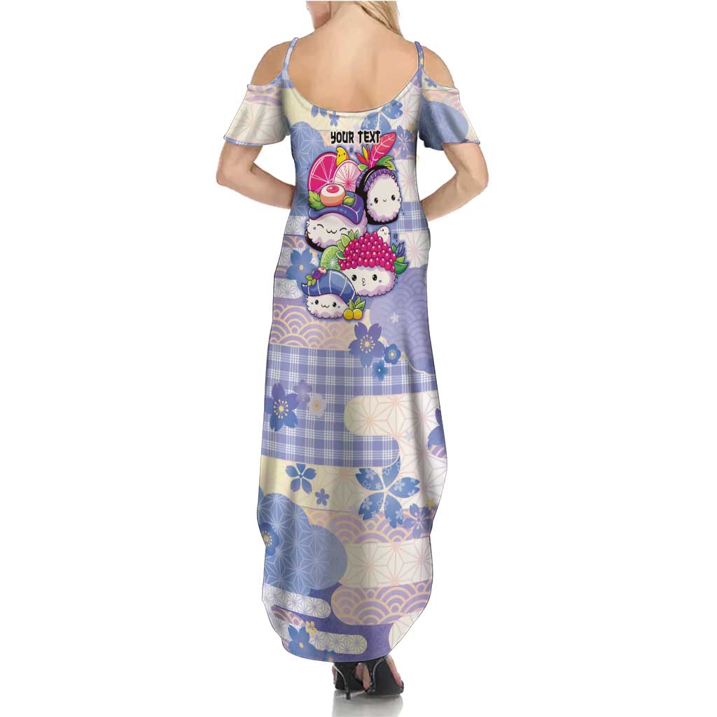 Personalized Japanese Kawaii Sushi Summer Maxi Dress Blue Wagara Palaka This Is How I Roll - Wonder Print Shop