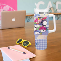 Personalized Japanese Kawaii Sushi Tumbler With Handle Blue Wagara Palaka This Is How I Roll - Wonder Print Shop