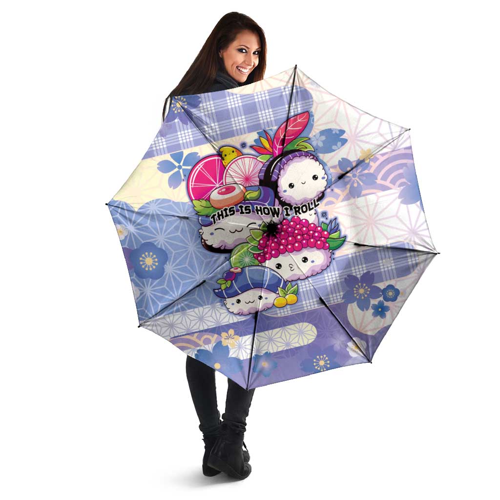 Japanese Kawaii Sushi Umbrella Blue Wagara Palaka This Is How I Roll - Wonder Print Shop