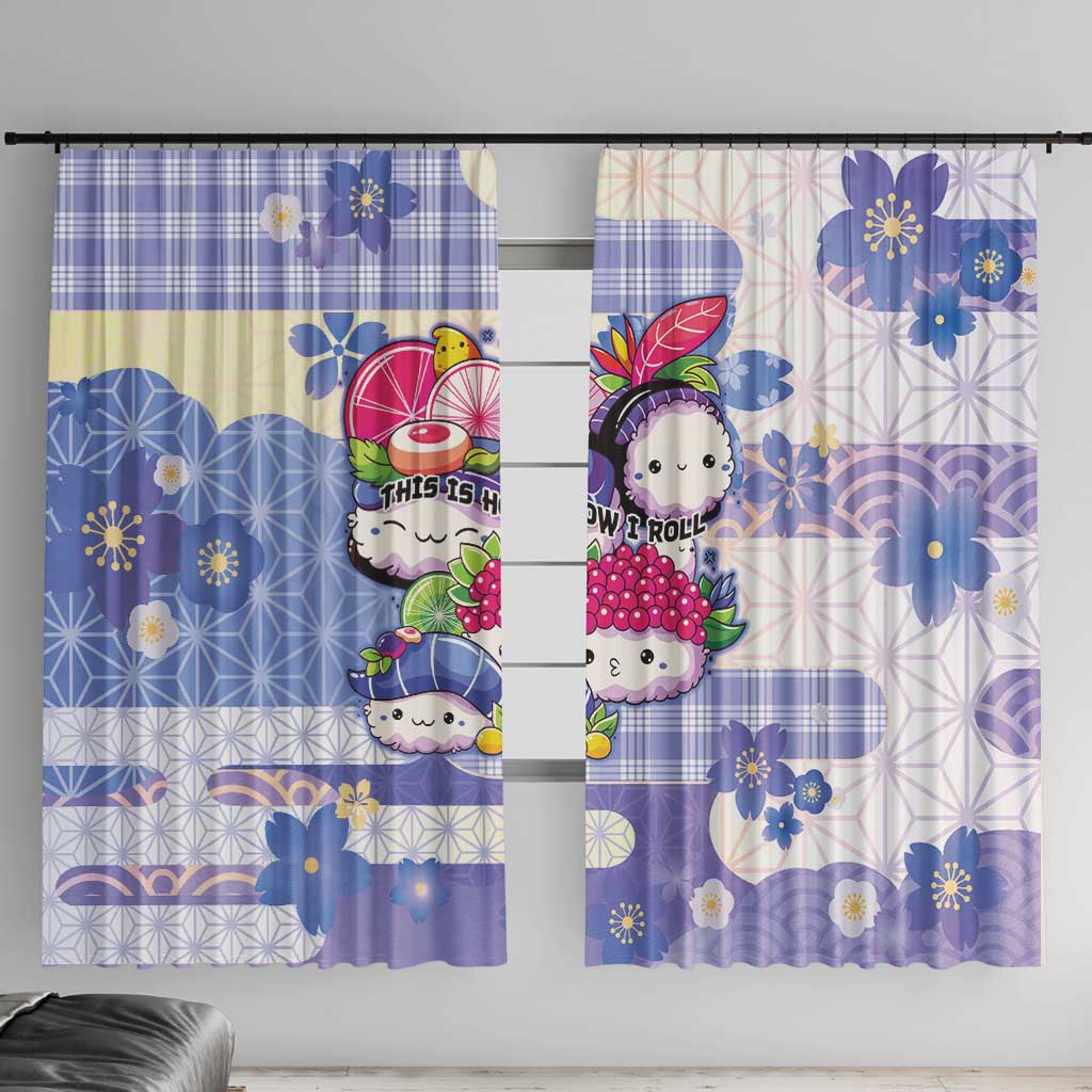 Japanese Kawaii Sushi Window Curtain Blue Wagara Palaka This Is How I Roll - Wonder Print Shop