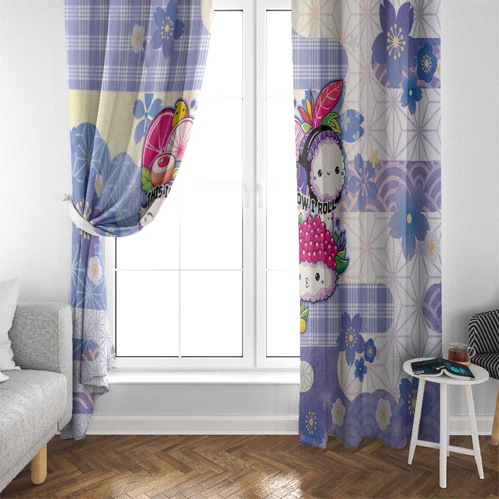 Japanese Kawaii Sushi Window Curtain Blue Wagara Palaka This Is How I Roll - Wonder Print Shop