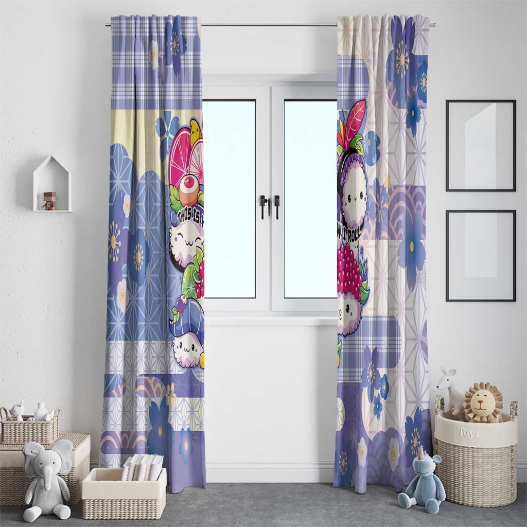 Japanese Kawaii Sushi Window Curtain Blue Wagara Palaka This Is How I Roll - Wonder Print Shop