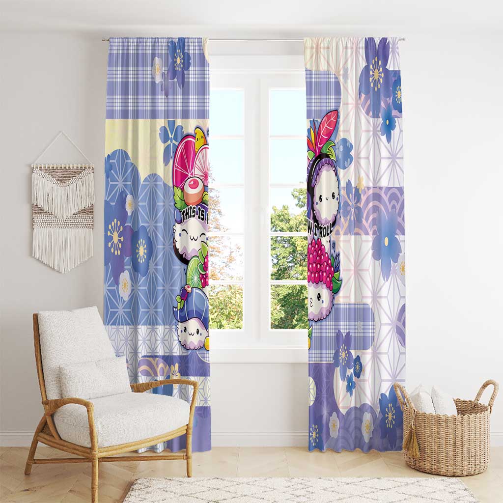 Japanese Kawaii Sushi Window Curtain Blue Wagara Palaka This Is How I Roll - Wonder Print Shop