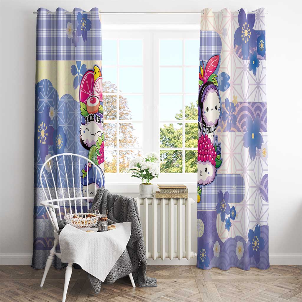 Japanese Kawaii Sushi Window Curtain Blue Wagara Palaka This Is How I Roll - Wonder Print Shop
