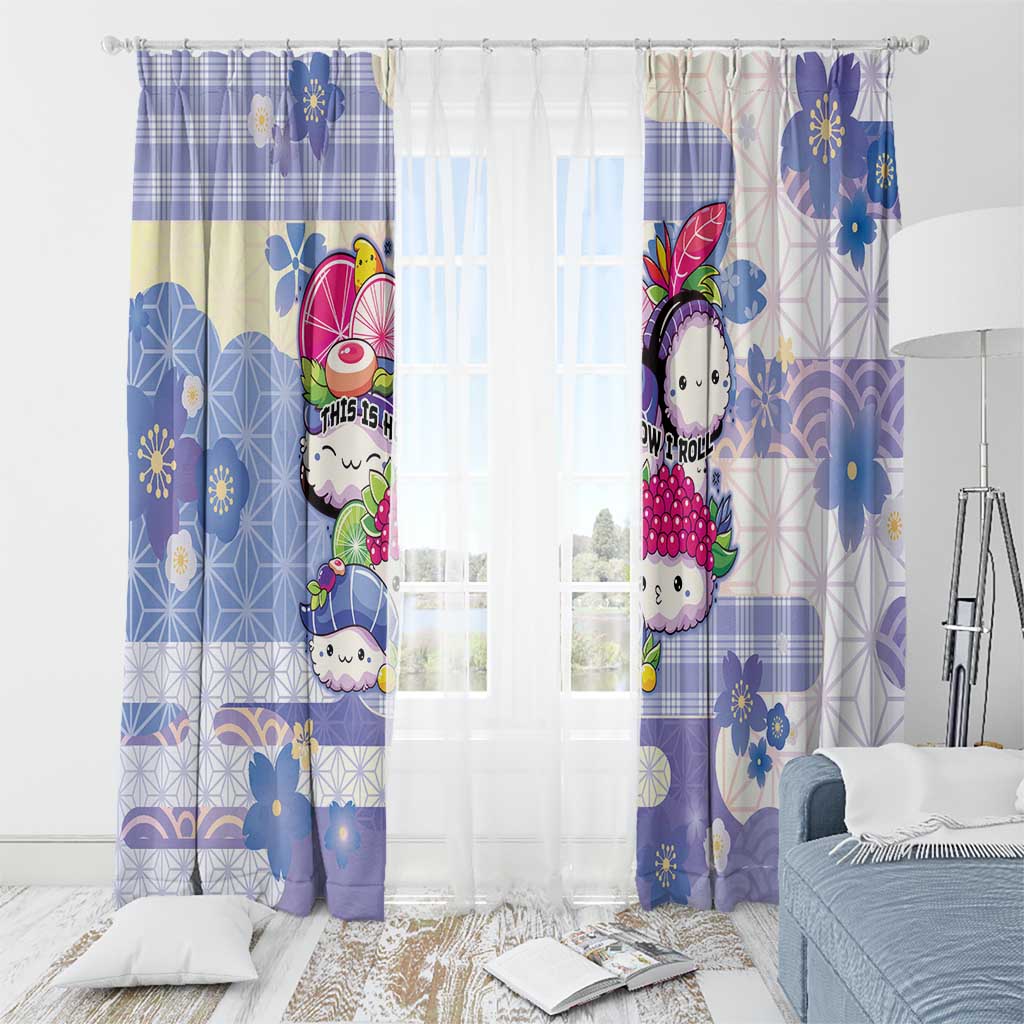 Japanese Kawaii Sushi Window Curtain Blue Wagara Palaka This Is How I Roll - Wonder Print Shop