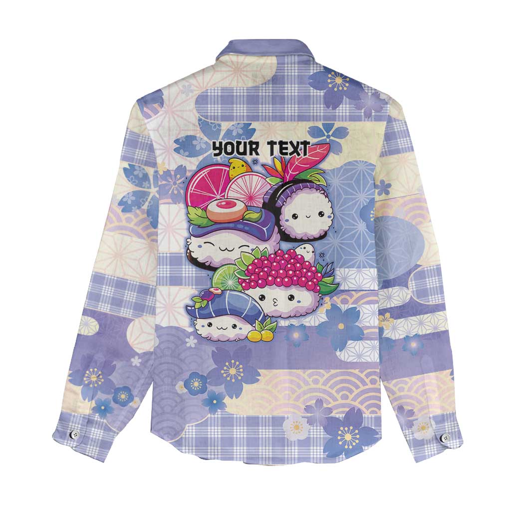 Personalized Japanese Kawaii Sushi Women Casual Shirt Blue Wagara Palaka This Is How I Roll - Wonder Print Shop