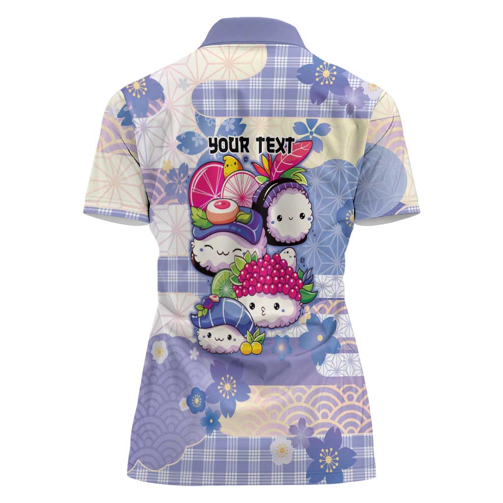 Personalized Japanese Kawaii Sushi Women Polo Shirt Blue Wagara Palaka This Is How I Roll - Wonder Print Shop