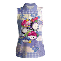 Personalized Japanese Kawaii Sushi Women Sleeveless Polo Shirt Blue Wagara Palaka This Is How I Roll - Wonder Print Shop
