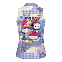 Personalized Japanese Kawaii Sushi Women Sleeveless Polo Shirt Blue Wagara Palaka This Is How I Roll - Wonder Print Shop