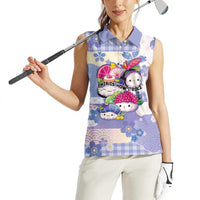 Personalized Japanese Kawaii Sushi Women Sleeveless Polo Shirt Blue Wagara Palaka This Is How I Roll - Wonder Print Shop