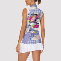 Personalized Japanese Kawaii Sushi Women Sleeveless Polo Shirt Blue Wagara Palaka This Is How I Roll - Wonder Print Shop