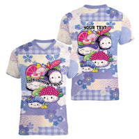 Personalized Japanese Kawaii Sushi Women V-Neck T-Shirt Blue Wagara Palaka This Is How I Roll - Wonder Print Shop
