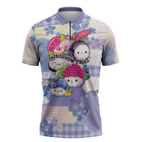 Personalized Japanese Kawaii Sushi Zipper Polo Shirt Blue Wagara Palaka This Is How I Roll - Wonder Print Shop