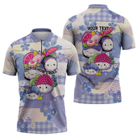 Personalized Japanese Kawaii Sushi Zipper Polo Shirt Blue Wagara Palaka This Is How I Roll - Wonder Print Shop