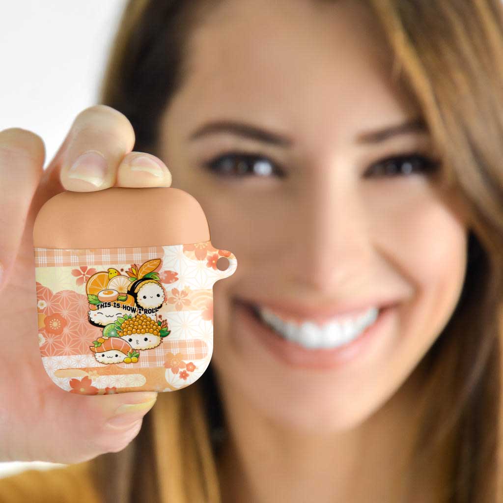 Japanese Kawaii Sushi AirPods Case Peach Wagara Palaka This Is How I Roll - Wonder Print Shop
