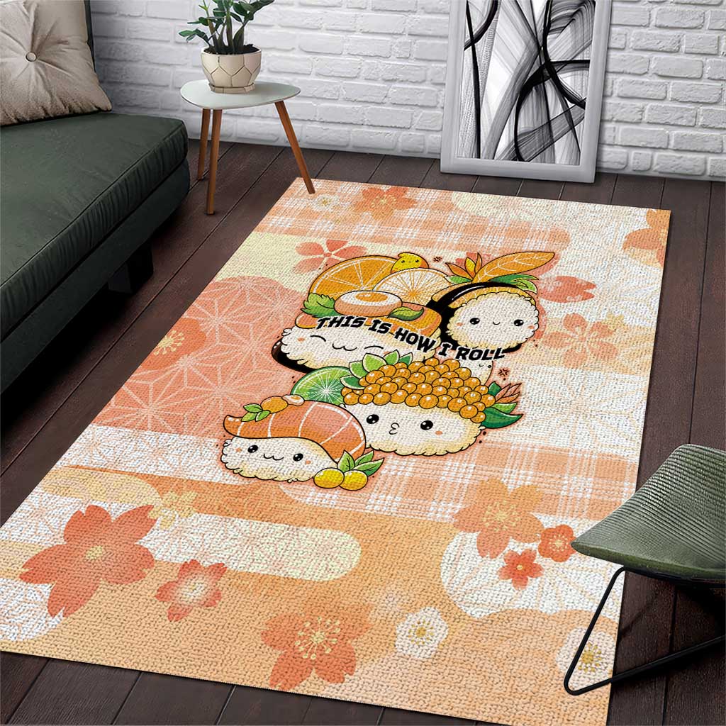 Japanese Kawaii Sushi Area Rug Peach Wagara Palaka This Is How I Roll - Wonder Print Shop