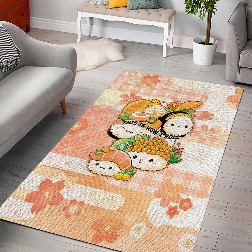 Japanese Kawaii Sushi Area Rug Peach Wagara Palaka This Is How I Roll - Wonder Print Shop